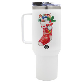 Xmas boot, Mega Stainless steel Tumbler with lid, double wall 1,2L
