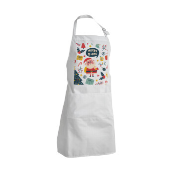 Merry x-mas pattern, Adult Chef Apron (with sliders and 2 pockets)
