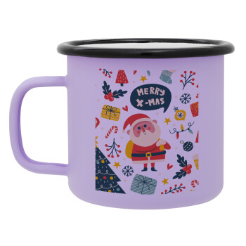 Merry x-mas pattern, Κούπα Μεταλλική εμαγιέ ΜΑΤ Light Pastel Purple 360ml