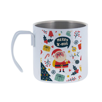 Merry x-mas pattern, Mug Stainless steel double wall 400ml