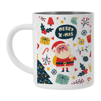 Merry x-mas pattern, Mug Stainless steel double wall 450ml