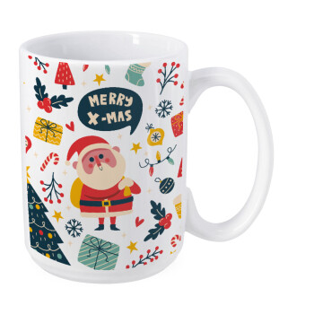 Merry x-mas pattern, Κούπα Mega, κεραμική, 450ml