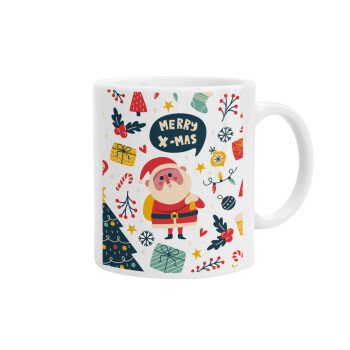 Merry x-mas pattern, Ceramic coffee mug, 330ml (1pcs)