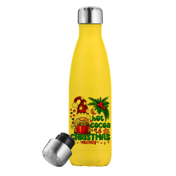 Hot cocoa and Christmas movies, Yellow Stainless Steel Metallic Thermos, double-walled, 500ml