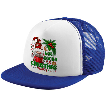 Hot cocoa and Christmas movies, Καπέλο παιδικό Soft Trucker με Δίχτυ ΜΠΛΕ/ΛΕΥΚΟ (POLYESTER, ΠΑΙΔΙΚΟ, ONE SIZE)
