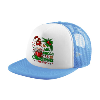 Hot cocoa and Christmas movies, Child's Soft Trucker Hat with Blue/White Mesh (POLYESTER, CHILD, ONE SIZE)