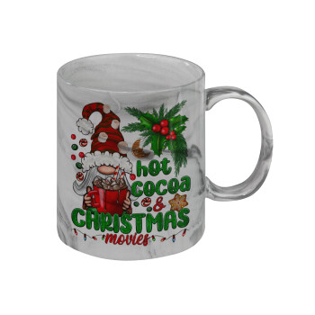Hot cocoa and Christmas movies, Mug ceramic marble style, 330ml