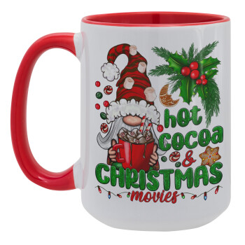 Hot cocoa and Christmas movies, Κούπα Mega 15oz, κεραμική Κόκκινη, 450ml