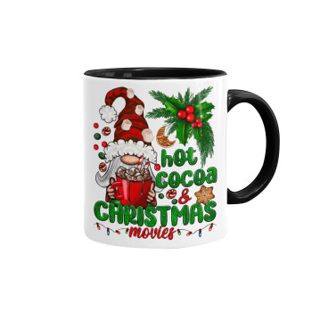 Hot cocoa and Christmas movies, Mug colored black, ceramic, 330ml