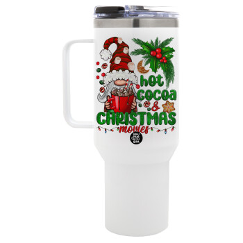 Hot cocoa and Christmas movies, Mega Stainless steel Tumbler with lid, double wall 1,2L