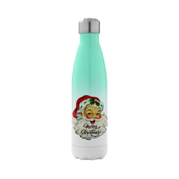 Santa vintage, Metal mug thermos Green/White (Stainless steel), double wall, 500ml