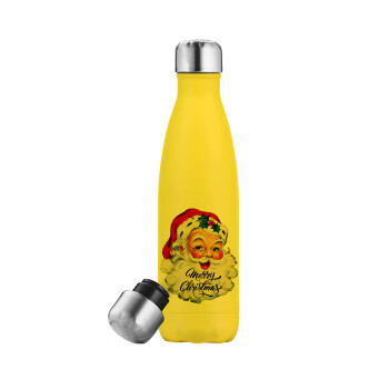 Santa vintage, Yellow Stainless Steel Metallic Thermos, double-walled, 500ml