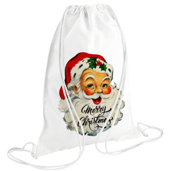 Santa vintage, Backpack pouch GYMBAG white (28x40cm)