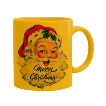 Santa vintage, Ceramic coffee mug yellow, 330ml