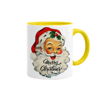Santa vintage, Mug colored yellow, ceramic, 330ml