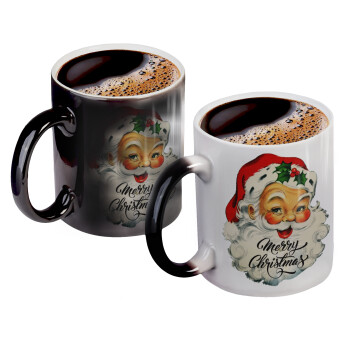 Santa vintage, Color changing magic Mug, ceramic, 330ml when adding hot liquid inside, the black colour desappears (1 pcs)