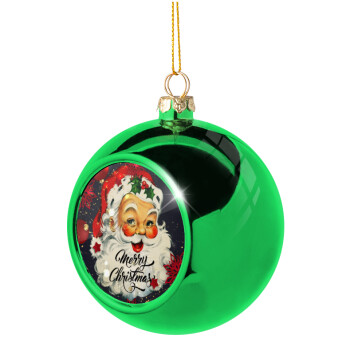 Santa vintage, Χριστουγεννιάτικη μπάλα δένδρου Πράσινη 8cm