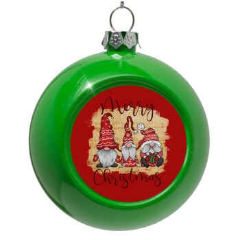 Xmas Elves, Green Christmas tree ornament bauble 8cm