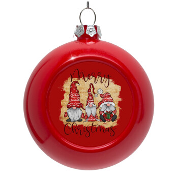 Xmas Elves, Red Christmas tree ornament bauble 8cm