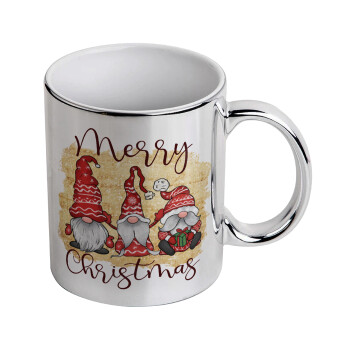 Xmas Elves, Mug ceramic, silver mirror, 330ml