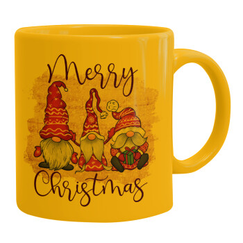 Xmas Elves, Ceramic coffee mug yellow, 330ml (1pcs)