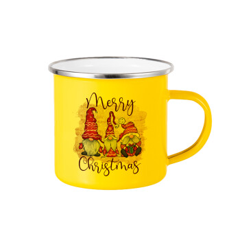 Xmas Elves, Yellow Enamel Metallic Cup 360ml