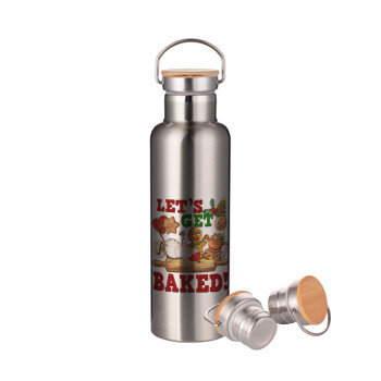 Let's get baked, Stainless steel Silver with wooden lid (bamboo), double wall, 750ml