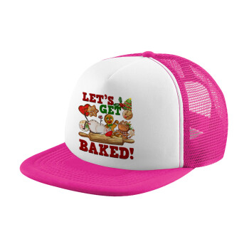 Let's get baked, Καπέλο παιδικό Soft Trucker με Δίχτυ ΡΟΖ/ΛΕΥΚΟ (POLYESTER, ΠΑΙΔΙΚΟ, ONE SIZE)