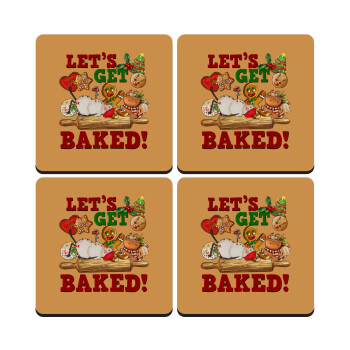 Let's get baked, ΣΕΤ 4 Σουβέρ ξύλινα τετράγωνα (9cm)