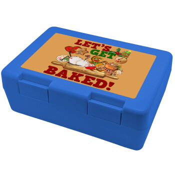 Let's get baked, Children's cookie container BLUE 185x128x65mm (BPA free plastic)