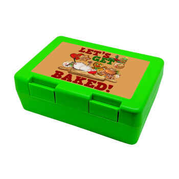 Let's get baked, Children's cookie container GREEN 185x128x65mm (BPA free plastic)