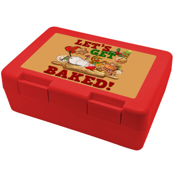 Let's get baked, Παιδικό δοχείο κολατσιού ΚΟΚΚΙΝΟ 185x128x65mm (BPA free πλαστικό)