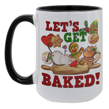 Let's get baked, Κούπα Mega 15oz, κεραμική Μαύρη, 450ml