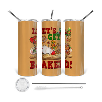 Let's get baked, 360 Eco friendly stainless steel tumbler 600ml, with metal straw & cleaning brush