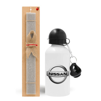 nissan, Easter Set, metallic aluminum water bottle (500ml) & aromatic flat Easter candle (30cm) (GRAY)