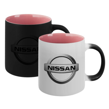 nissan, Κούπα Μαγική εσωτερικό ΡΟΖ, κεραμική 330ml που αλλάζει χρώμα με το ζεστό ρόφημα