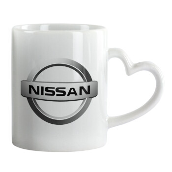 nissan, Κούπα καρδιά χερούλι λευκή, κεραμική, 330ml