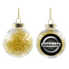 Transparent Christmas tree ball ornament with gold filling 8cm