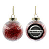 Transparent Christmas tree ball ornament with red filling 8cm