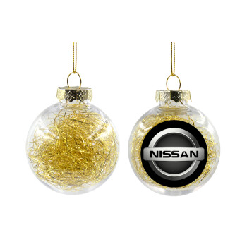 nissan, Transparent Christmas tree ball ornament with gold filling 8cm