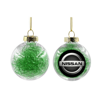 nissan, Transparent Christmas tree ball ornament with green filling 8cm