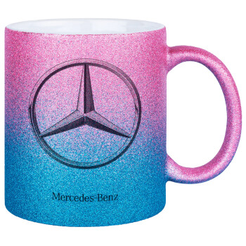 mercedes, Κούπα Χρυσή/Μπλε Glitter, κεραμική, 330ml