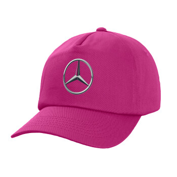 mercedes, Children's Baseball Cap, 100% Cotton Twill, Fuchsia (COTTON, CHILDREN'S, UNISEX, ONE SIZE)