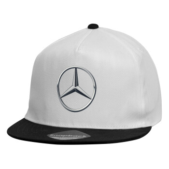 mercedes, Καπέλο παιδικό Flat Snapback, Λευκό (100% ΒΑΜΒΑΚΕΡΟ, ΠΑΙΔΙΚΟ, UNISEX, ONE SIZE)