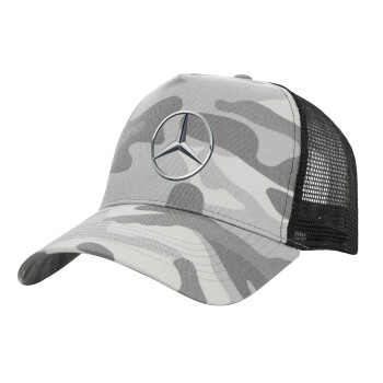 mercedes, Καπέλο Ενηλίκων Structured Trucker, με Δίχτυ, (παραλλαγή) Army Camo (100% ΒΑΜΒΑΚΕΡΟ, ΕΝΗΛΙΚΩΝ, UNISEX, ONE SIZE)