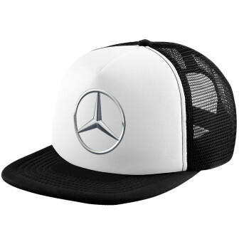 mercedes, Adult Soft Trucker Hat with Black/White Mesh (POLYESTER, ADULT, UNISEX, ONE SIZE)