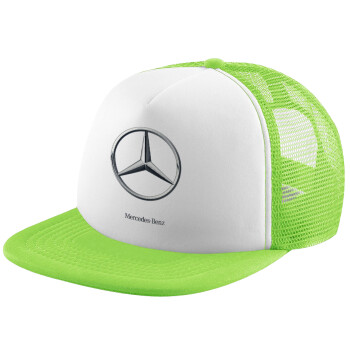 mercedes, Adult Soft Trucker Hat with Mesh GREEN/WHITE (POLYESTER, ADULT, ONE SIZE)