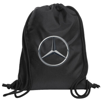 mercedes, Τσάντα πλάτης πουγκί GYMBAG Μαύρη, με τσέπη (40x48cm) & χονδρά κορδόνια