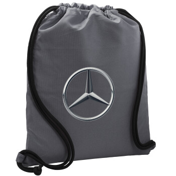 mercedes, Τσάντα πλάτης πουγκί GYMBAG ΓΚΡΙ, με τσέπη (40x48cm) & χονδρά κορδόνια