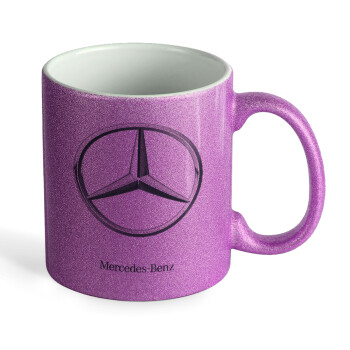 mercedes, Κούπα Μωβ Glitter που γυαλίζει, κεραμική, 330ml